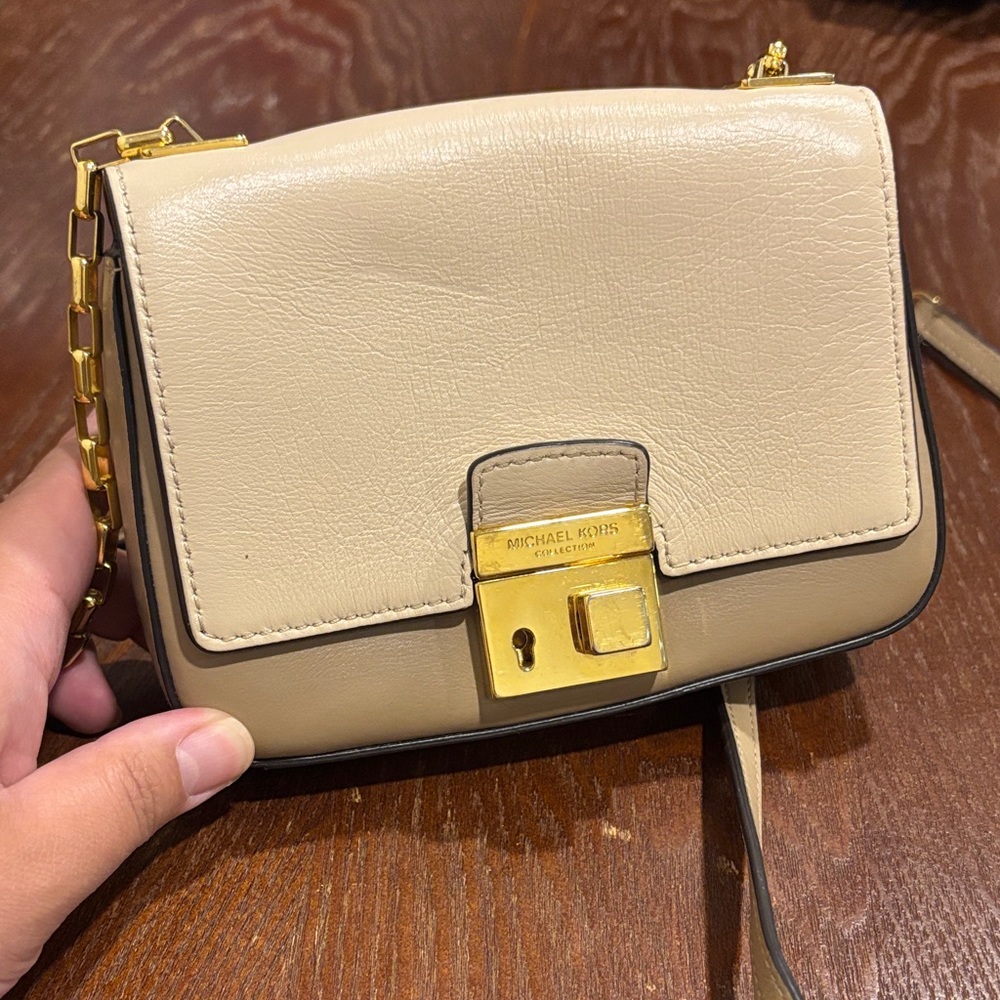 Michael Kors Beige Crossbody Bag with Gold Hardware